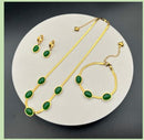 Set Collar Pendientes y Pulseras Esmeralda